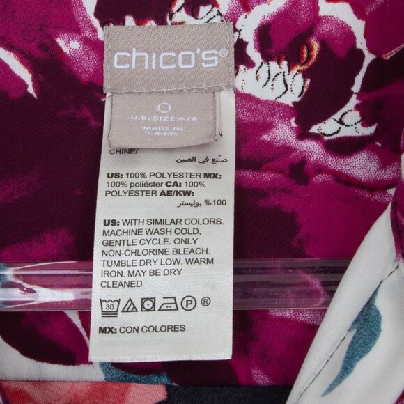 Chicos Womens Floral Button Down Blouse Size S Shark Bite 3/4 Sleeve Whimsigoth - Picture 5 of 8